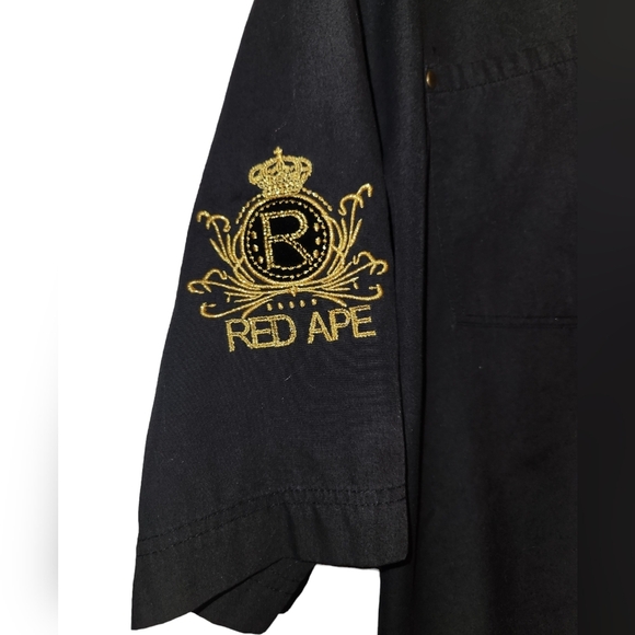 Red Ape Authentic Mens‎ Short Sleeve Black Button Down Shirt Size 3XL - Picture 2 of 10